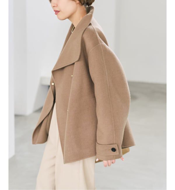 Spick and Span「ビーバーニュアンスカラーショートコート」|ノーカラーコート|