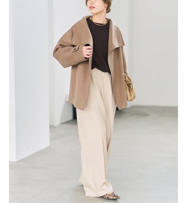 Spick and Span「ビーバーニュアンスカラーショートコート」|ノーカラーコート|