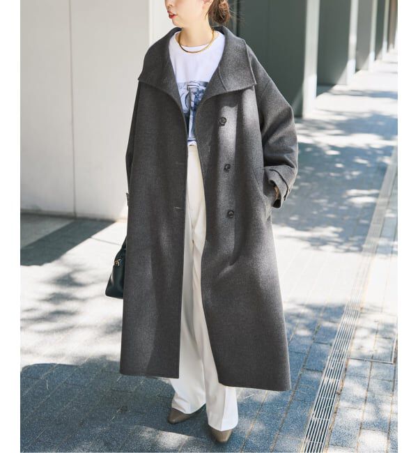Spick and Span「《予約》スタンドカラーリバーロングコート」|ノーカラーコート|