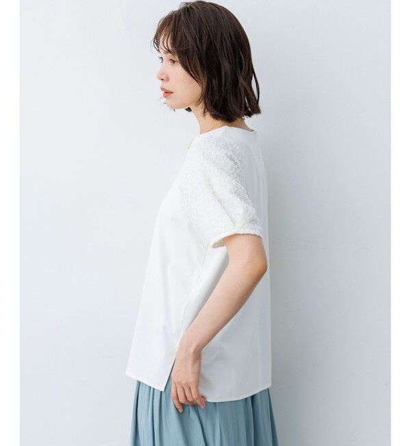 組曲「パフジャカードコンビジャージー パフスリーブカットソー」|Tシャツ・カットソー|