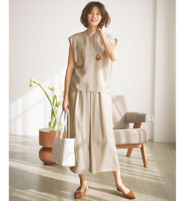 自由区「【セットアップ対応】エアリーツイルキュロット パンツ」|キュロット|