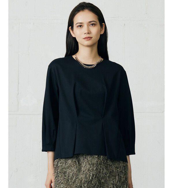 自由区「クリアコットンポンチタックジャージ カットソー」|Tシャツ・カットソー|ネイビー