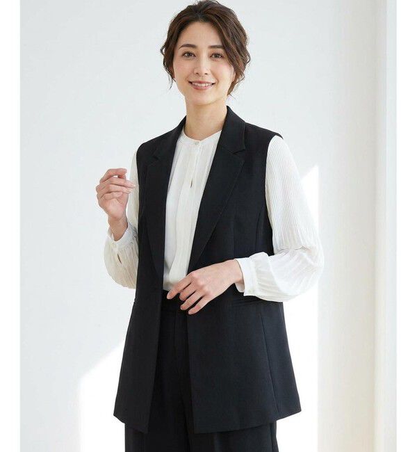 ANY SIS「【洗える】セレモニーダブルクロス ジレ」|その他|ブラック