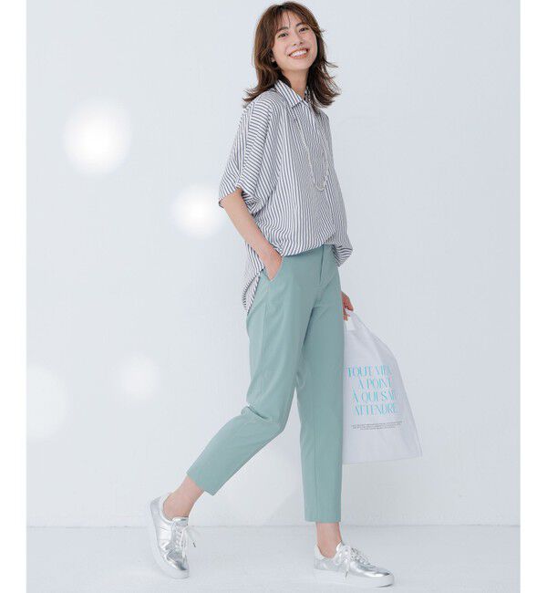 ANY SIS「【ストレッチ・接触冷感・撥水・UVカット・洗える】エアリーストレッチ テーパードパンツ」|その他|ミント