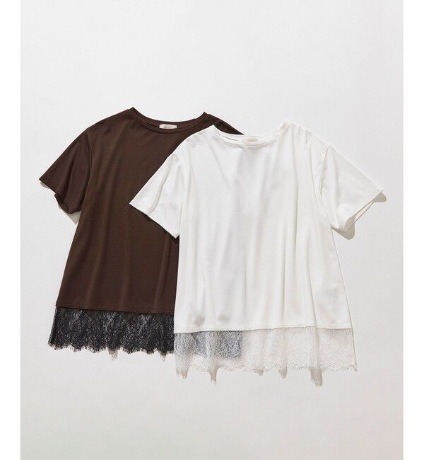 ANY SIS「裾レース半袖Ｔシャツ」|Tシャツ・カットソー|