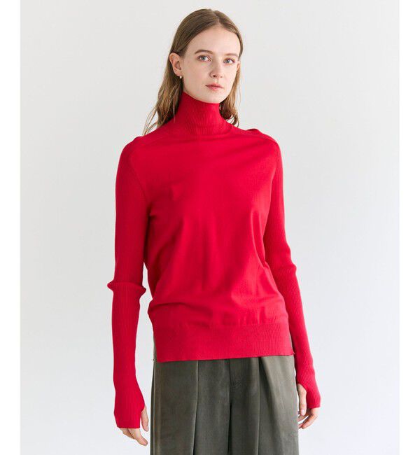 BEIGE,「【洗える】WILLOW / サムホールハイネックニット」|ニット・セーター|Red