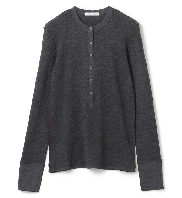 BEIGE,「【洗える・GISELe 10月号掲載】FORD / ウール配色メローヘンリーネックカットソー」|Tシャツ・カットソー|