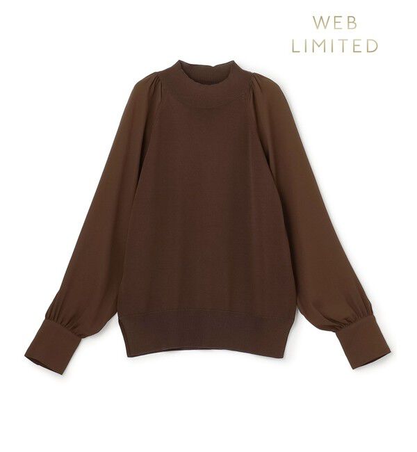 BEIGE,「【WEB限定・洗える】LECERF / 異素材ドッキングストレッチニット」|ニット・セーター|Brown
