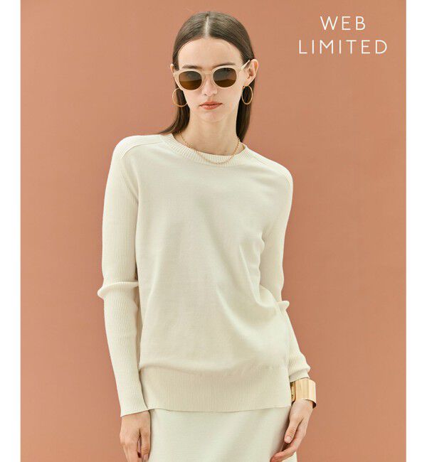 BEIGE,「【ロングセラー】WILLOW / ストレッチクルーネックリブニット」|ニット・セーター|Ecru