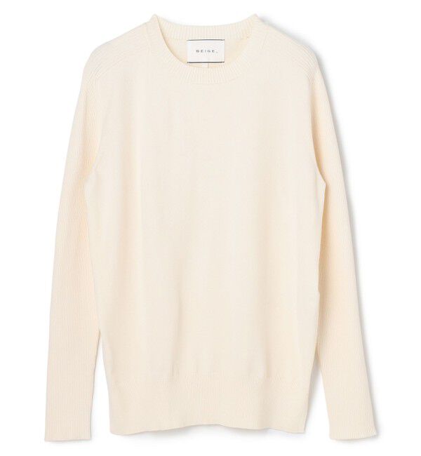 BEIGE,「【ロングセラー】WILLOW / ストレッチクルーネックリブニット」|ニット・セーター|
