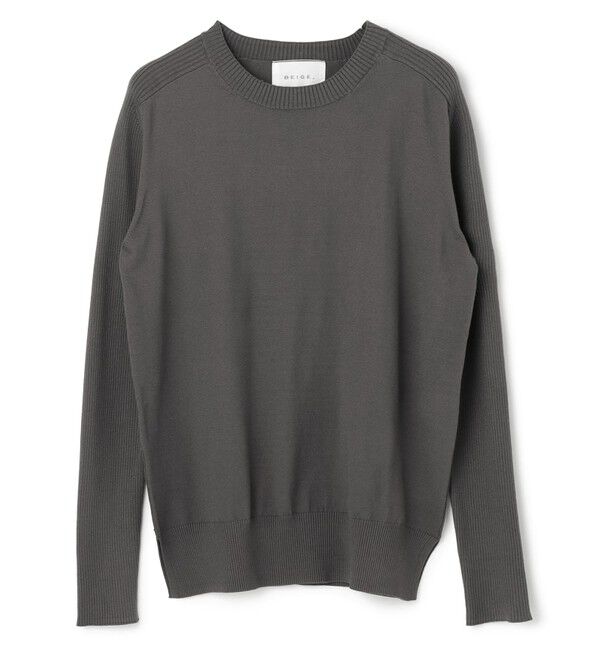 BEIGE,「【ロングセラー】WILLOW / ストレッチクルーネックリブニット」|ニット・セーター|