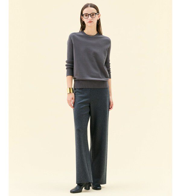 BEIGE,「【ロングセラー】WILLOW / ストレッチクルーネックリブニット」|ニット・セーター|