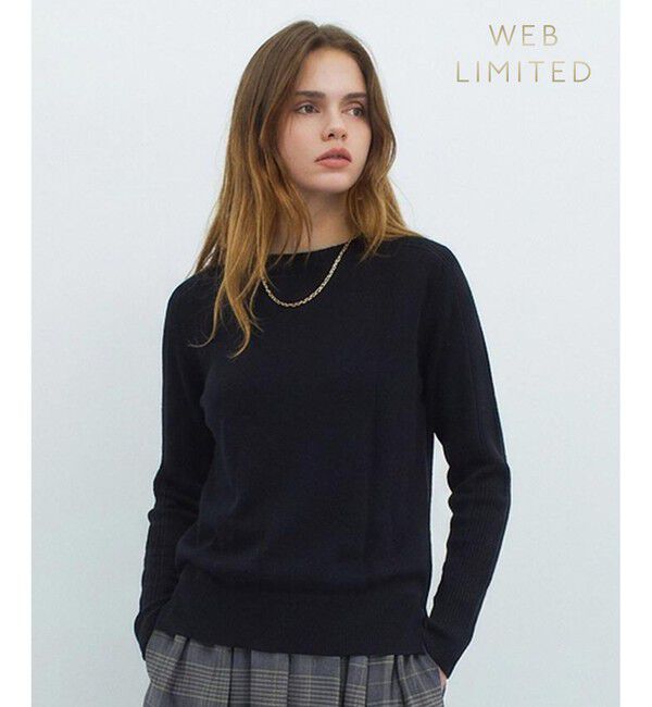 BEIGE,「【ロングセラー】WILLOW / ストレッチクルーネックリブニット」|ニット・セーター|Black