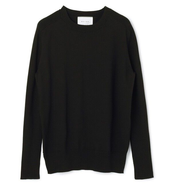 BEIGE,「【ロングセラー】WILLOW / ストレッチクルーネックリブニット」|ニット・セーター|