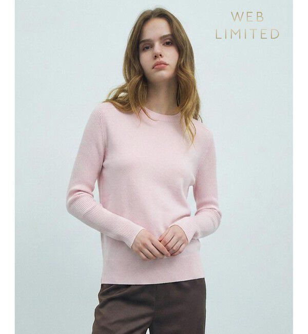 BEIGE,「【ロングセラー】WILLOW / ストレッチクルーネックリブニット」|ニット・セーター|Pink
