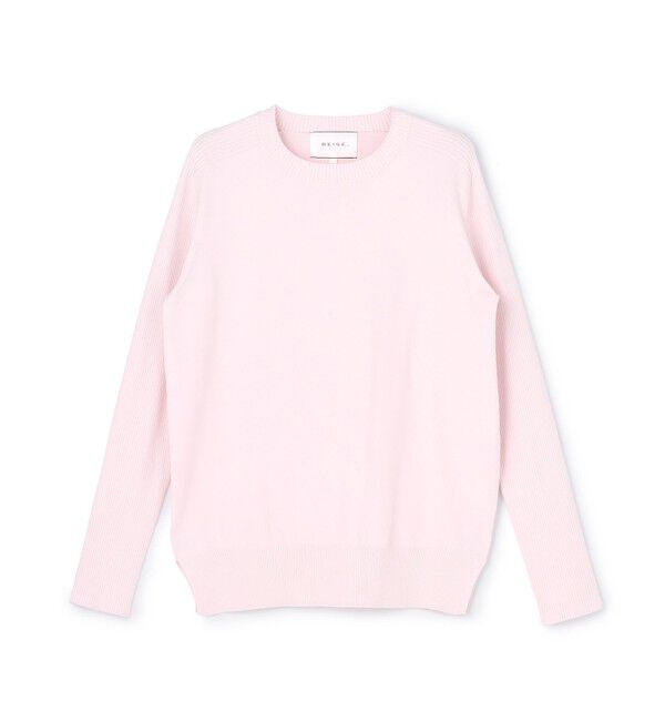 BEIGE,「【ロングセラー】WILLOW / ストレッチクルーネックリブニット」|ニット・セーター|