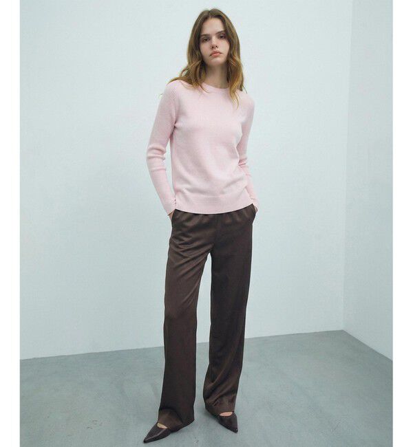 BEIGE,「【ロングセラー】WILLOW / ストレッチクルーネックリブニット」|ニット・セーター|