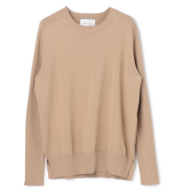 BEIGE,「【ロングセラー】WILLOW / ストレッチクルーネックリブニット」|ニット・セーター|