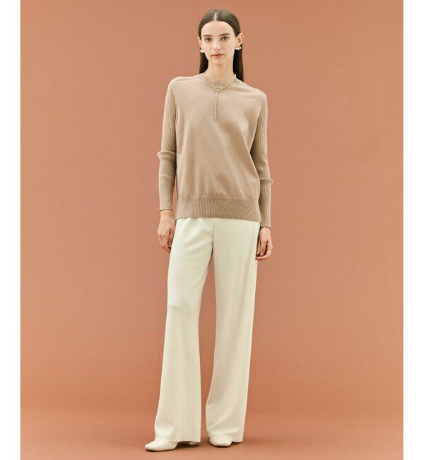 BEIGE,「【ロングセラー】WILLOW / ストレッチクルーネックリブニット」|ニット・セーター|