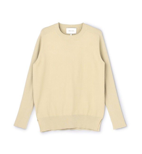 BEIGE,「【ロングセラー】WILLOW / ストレッチクルーネックリブニット」|ニット・セーター|