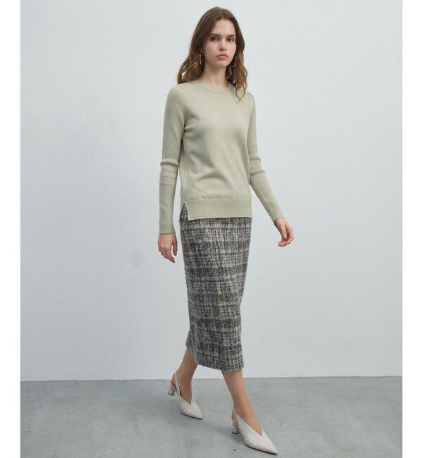 BEIGE,「【ロングセラー】WILLOW / ストレッチクルーネックリブニット」|ニット・セーター|