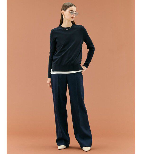 BEIGE,「【ロングセラー】WILLOW / ストレッチクルーネックリブニット」|ニット・セーター|