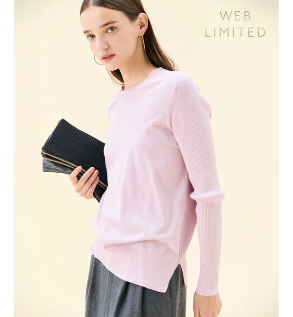 BEIGE,「【ロングセラー】WILLOW / ストレッチクルーネックリブニット」|ニット・セーター|Lilac