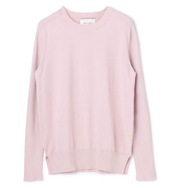 BEIGE,「【ロングセラー】WILLOW / ストレッチクルーネックリブニット」|ニット・セーター|
