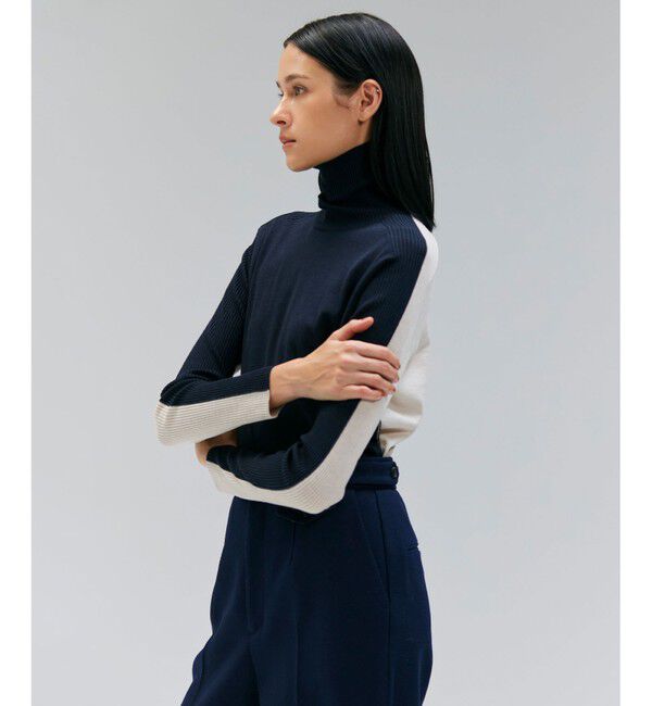 BEIGE,「【洗える・VERY NaVY掲載】LA MONNAIE / バイカラーウールタートルニット」|ニット・セーター|Navy &times; Bone