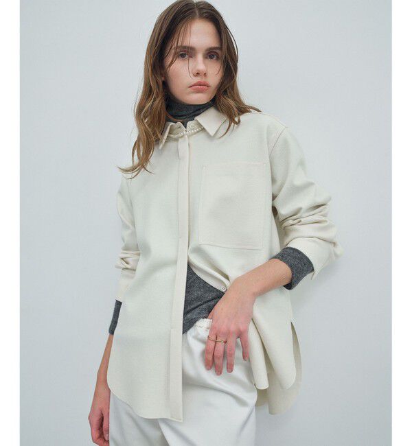 BEIGE,「【Oggi掲載】MONTAIGNE / ウールオーバーサイズシャツ」|シャツ・ブラウス|Ecru