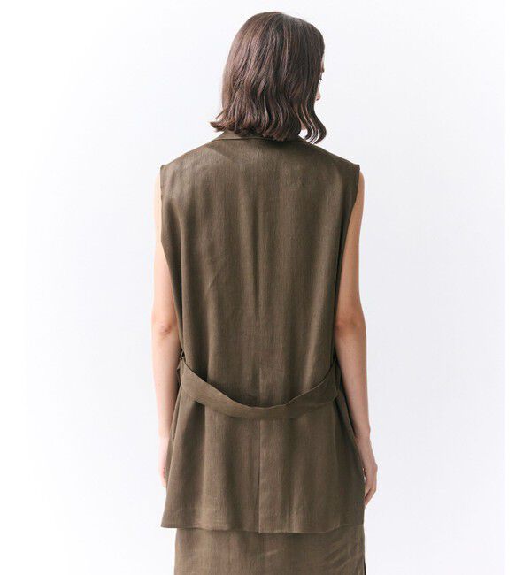 BEIGE,「【Precious掲載】MICA /  リネンブレンドベルト付きジレ」|ベスト・ジレ|