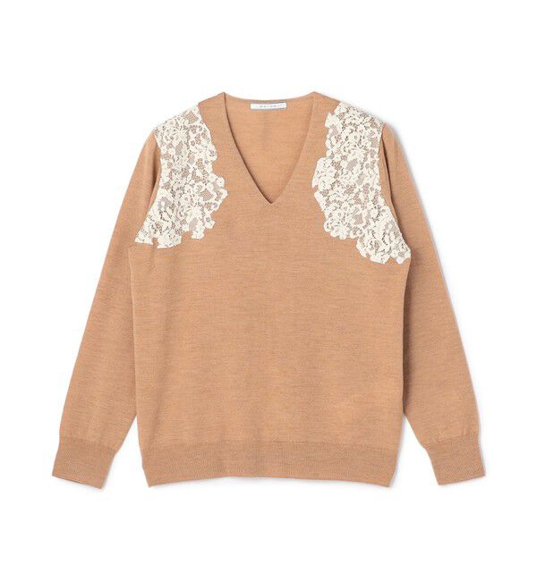 BEIGE,「【WEB限定】REMINGTON / レースコンビ Vネックニット」|ニット・セーター|