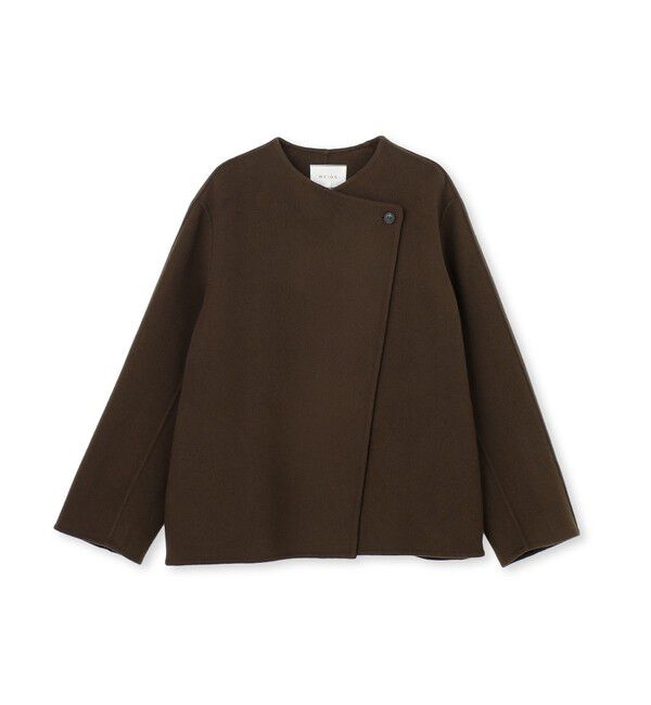 BEIGE,「BOW / ウールリバー ノーカラージャケット」|ノーカラージャケット|Brown