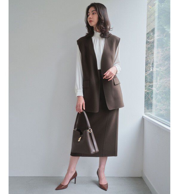 BEIGE,「BOW / ウールリバー ノーカラージレ」|ベスト・ジレ|