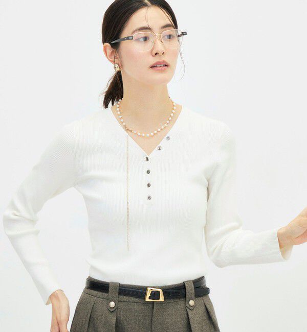 NOLLEY'S sophi「《手洗い可能》シルクカシミヤ混Vヘンリーリブプルオーバー」|ニット・セーター|
