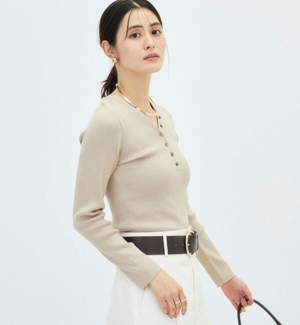 NOLLEY'S sophi「《手洗い可能》シルクカシミヤ混Vヘンリーリブプルオーバー」|ニット・セーター|