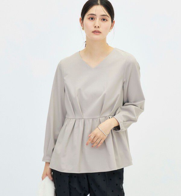 NOLLEY'S「《セットアップ対応》ウォッシャブルハイスペックTRペプラムブラウス」|シャツ・ブラウス|