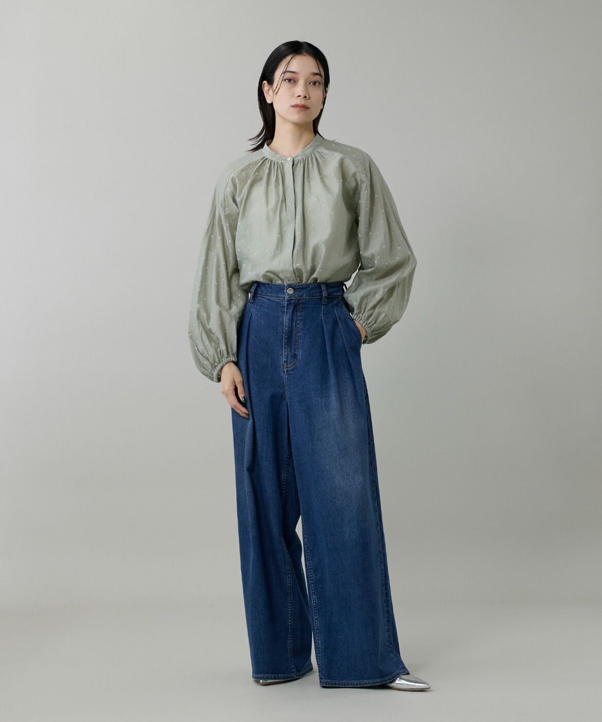 INED「INED別注 ツータックワイドデニム Lemongrass《Healthy DENIM》」|デニム|