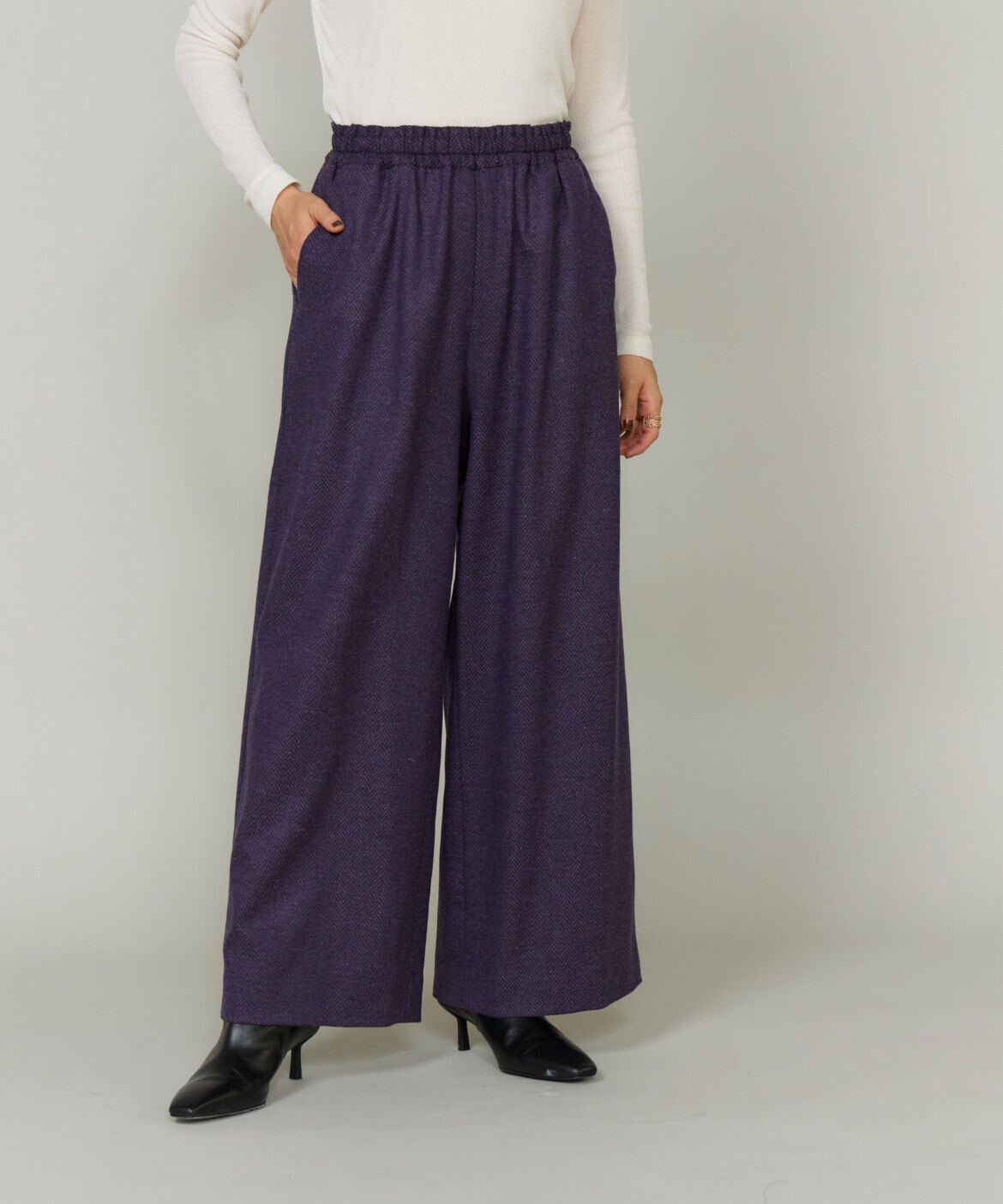 Le Souk「ヘリンボーンストレートワイドパンツ」|その他|