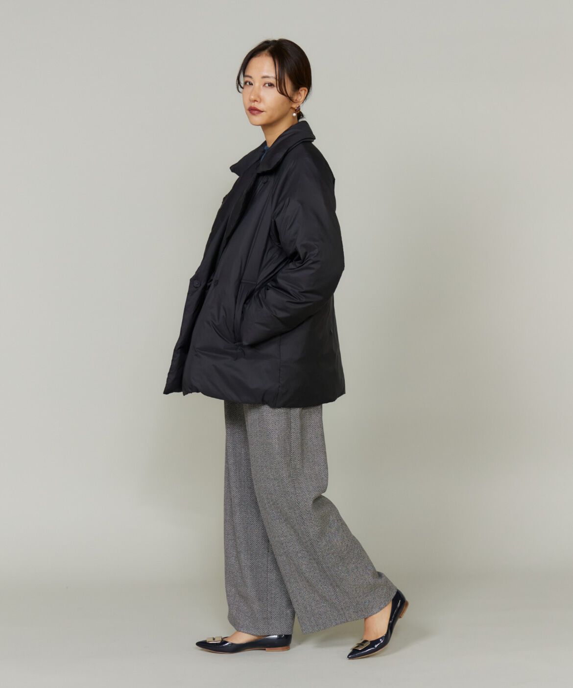 Le Souk「ヘリンボーンストレートワイドパンツ」|その他|