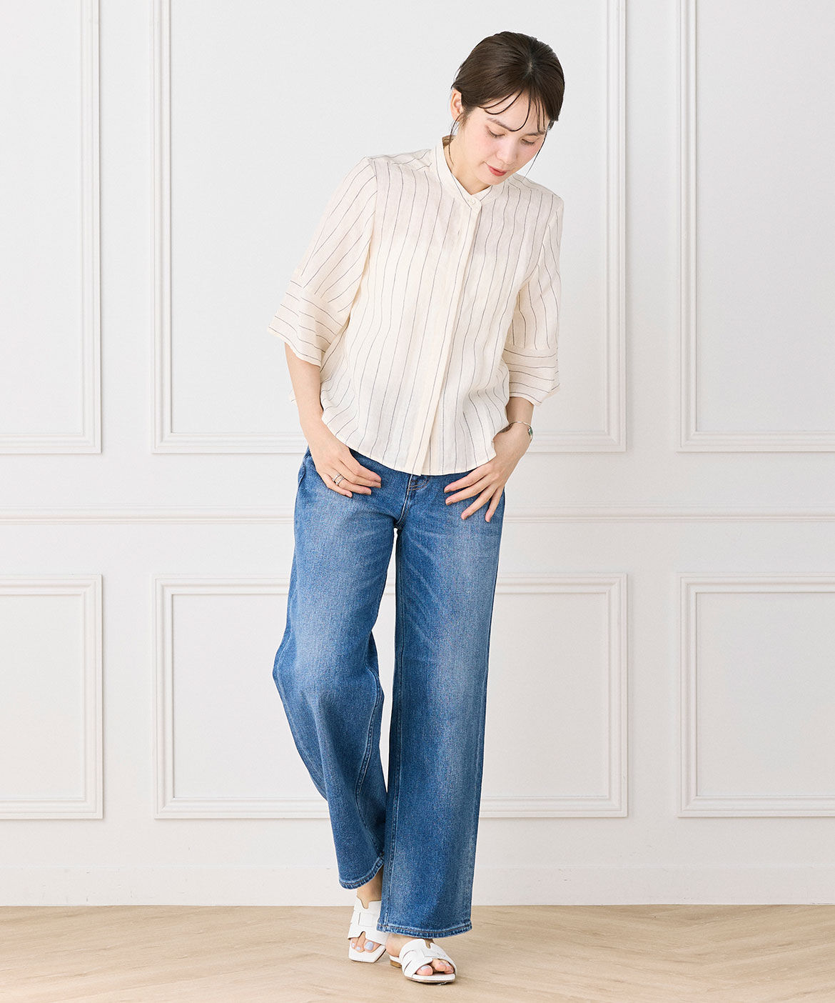 INED「スリムストレートデニム Pink Pepper Midrise《Healthy DENIM》」|デニム|