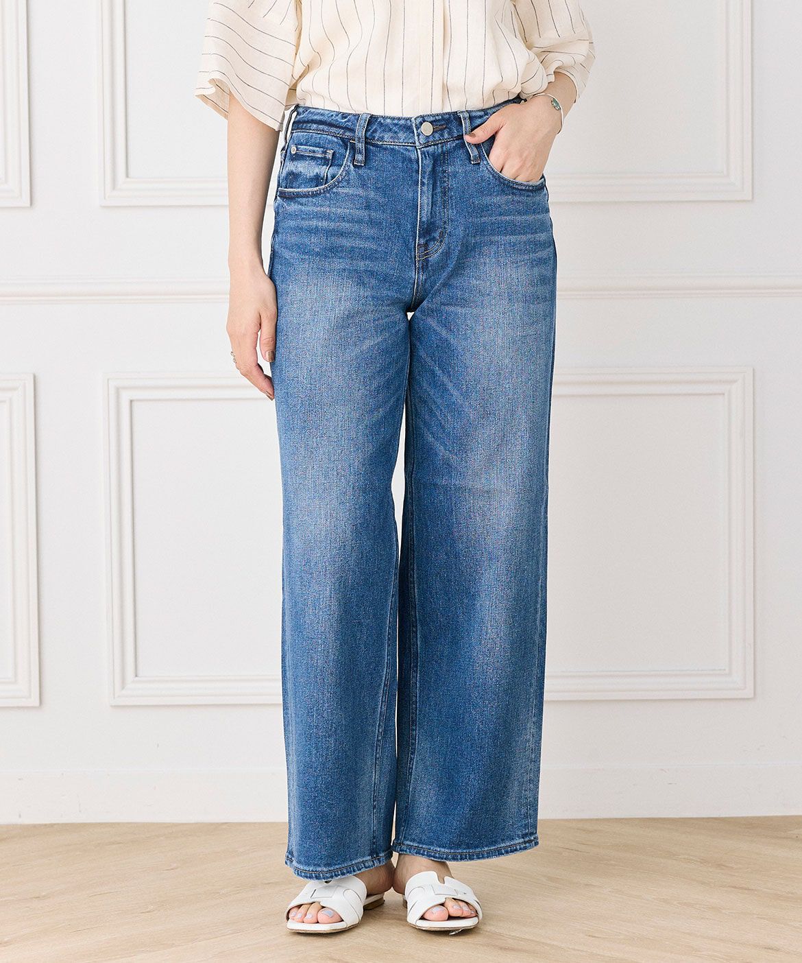INED「スリムストレートデニム Pink Pepper Midrise《Healthy DENIM》」|デニム|