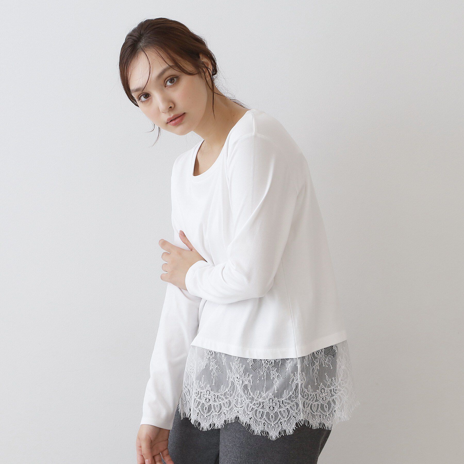 DRESSTERIOR「レースヘム ロングスリーブプルオーバー」|Tシャツ・カットソー|