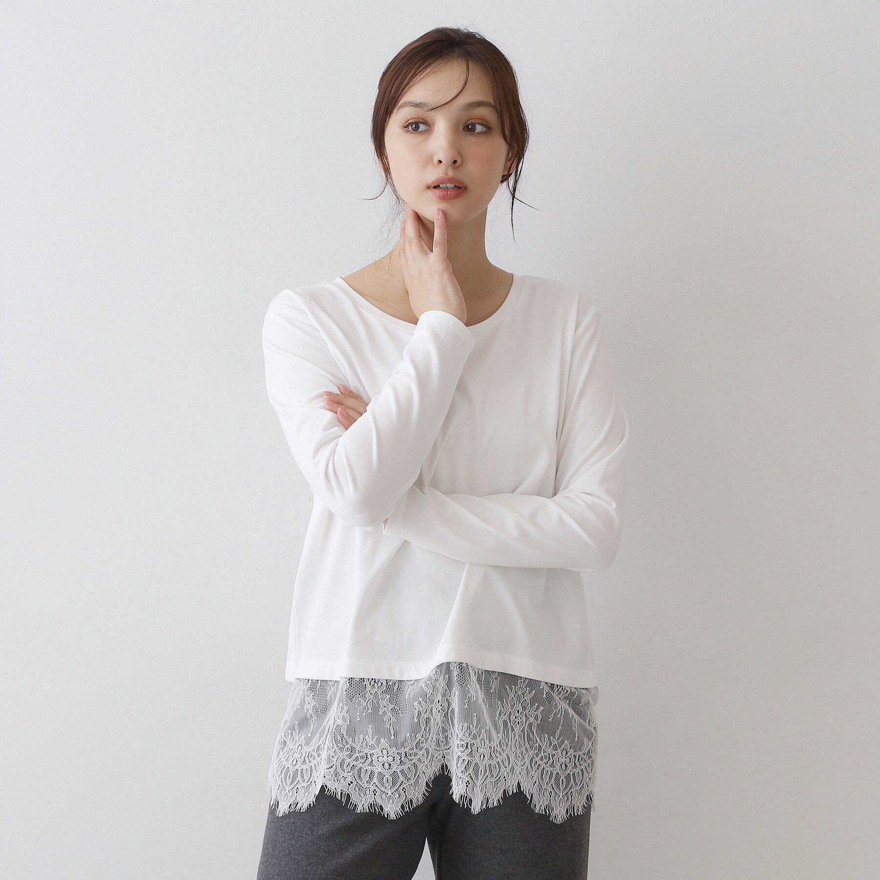 DRESSTERIOR「レースヘム ロングスリーブプルオーバー」|Tシャツ・カットソー|