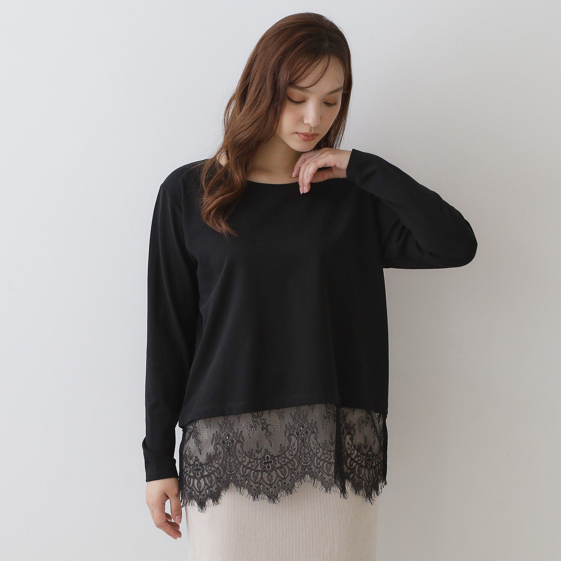 DRESSTERIOR「レースヘム ロングスリーブプルオーバー」|Tシャツ・カットソー|