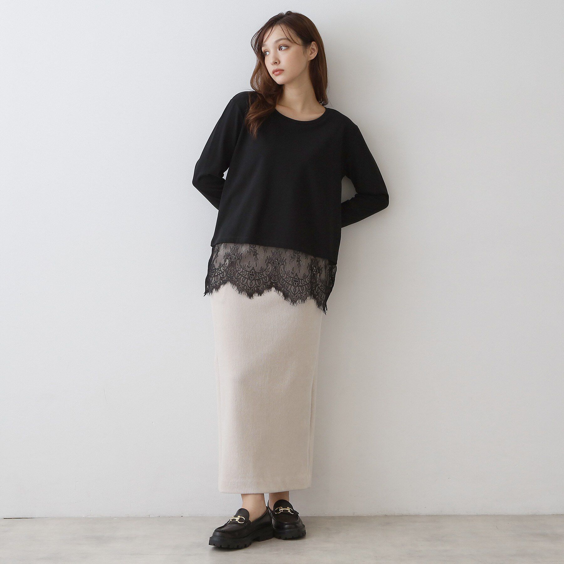 DRESSTERIOR「レースヘム ロングスリーブプルオーバー」|Tシャツ・カットソー|