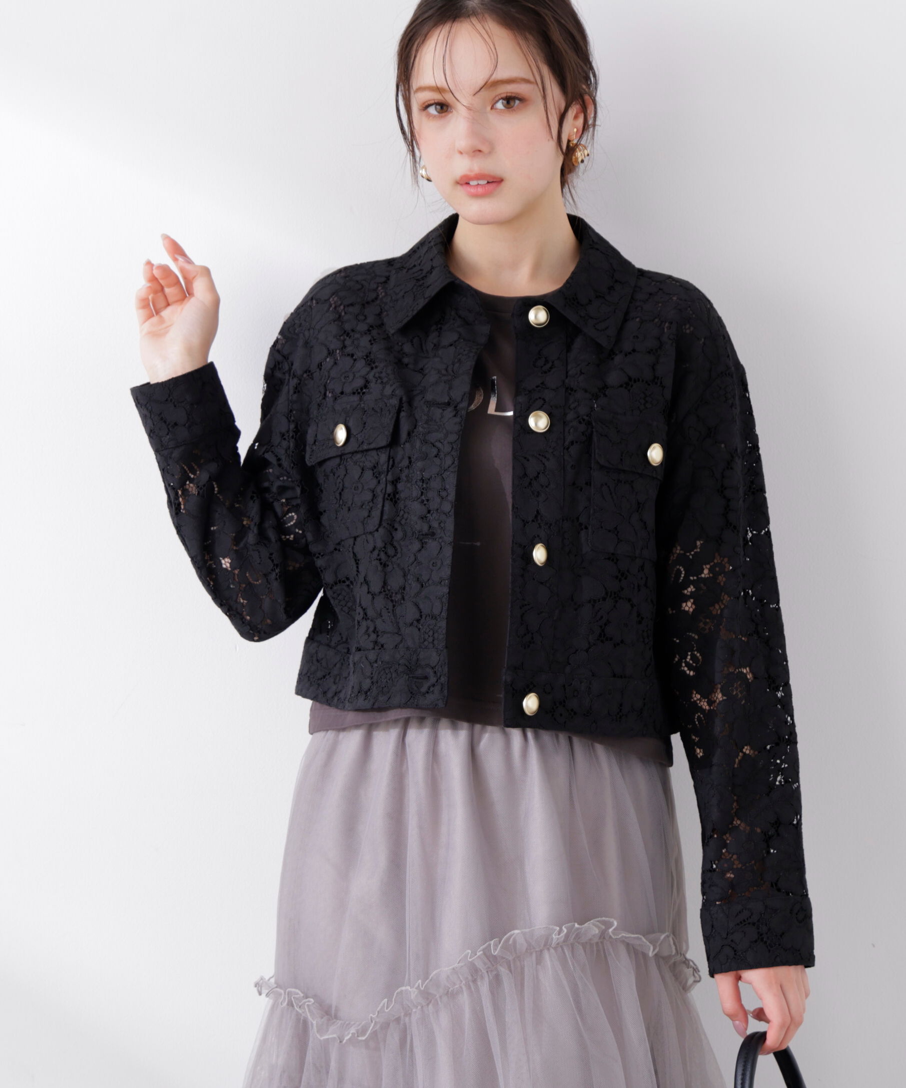 PROPORTION BODY DRESSING「レースブルゾン　26SS」|ブルゾン・スタジャン|ブラック