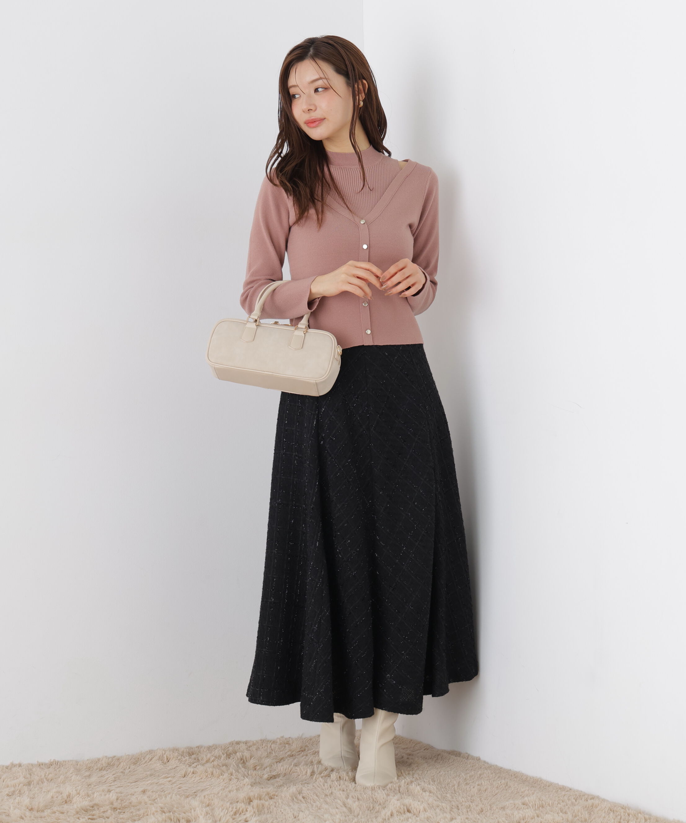 PROPORTION BODY DRESSING「ツイードフレアスカート」|スカート|ブラック