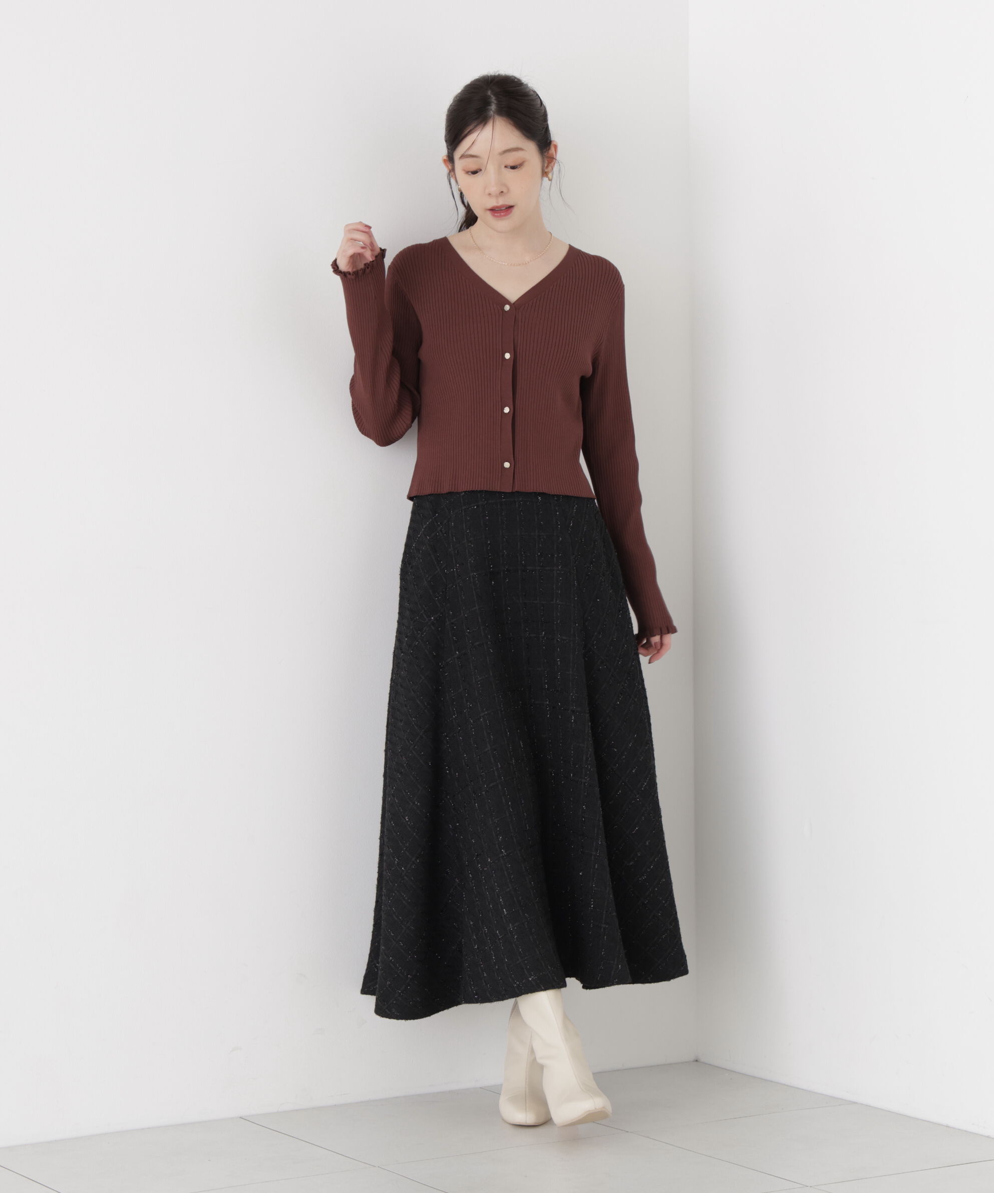 PROPORTION BODY DRESSING「ツイードフレアスカート」|スカート|