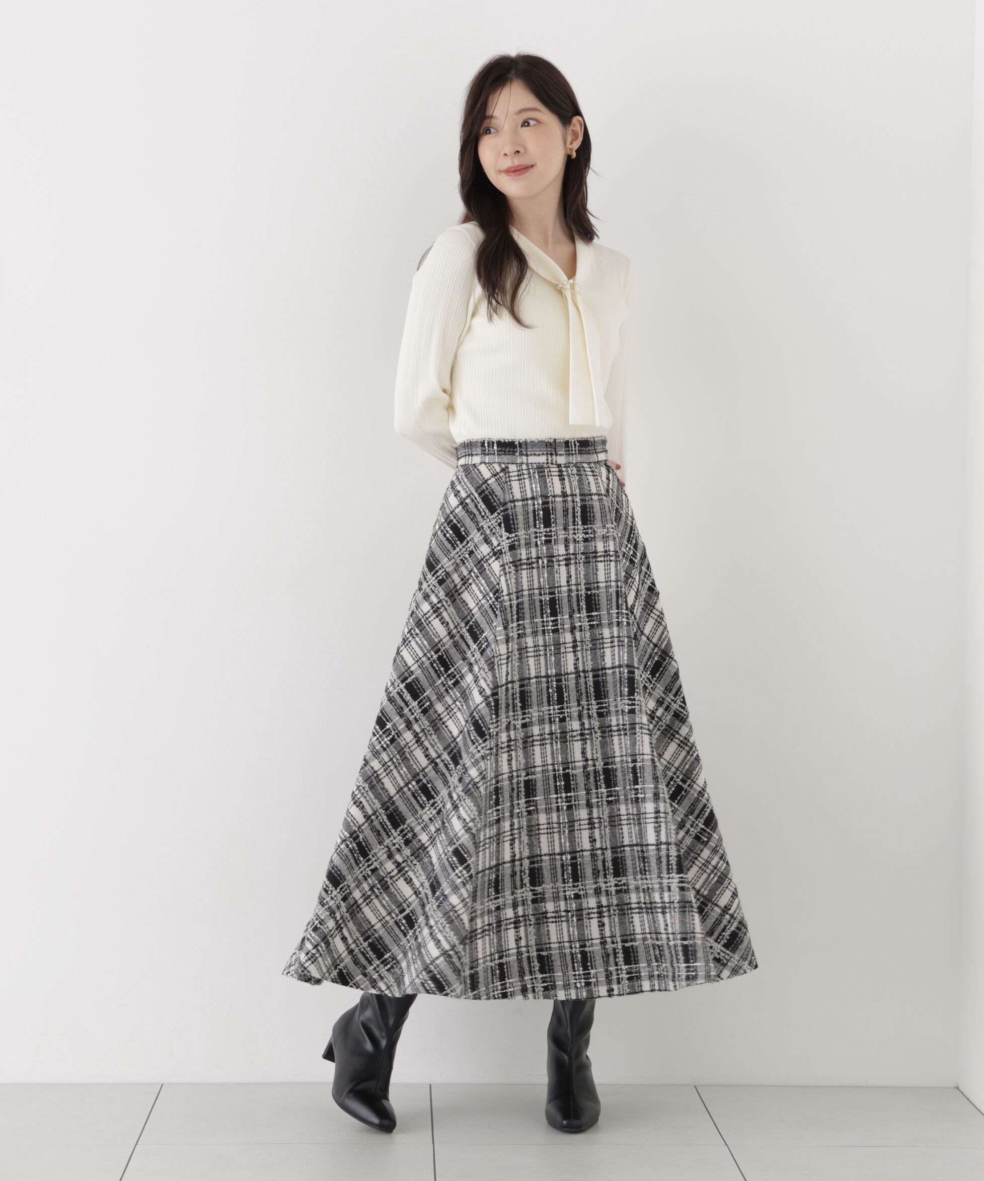 PROPORTION BODY DRESSING「ツイードフレアスカート」|スカート|